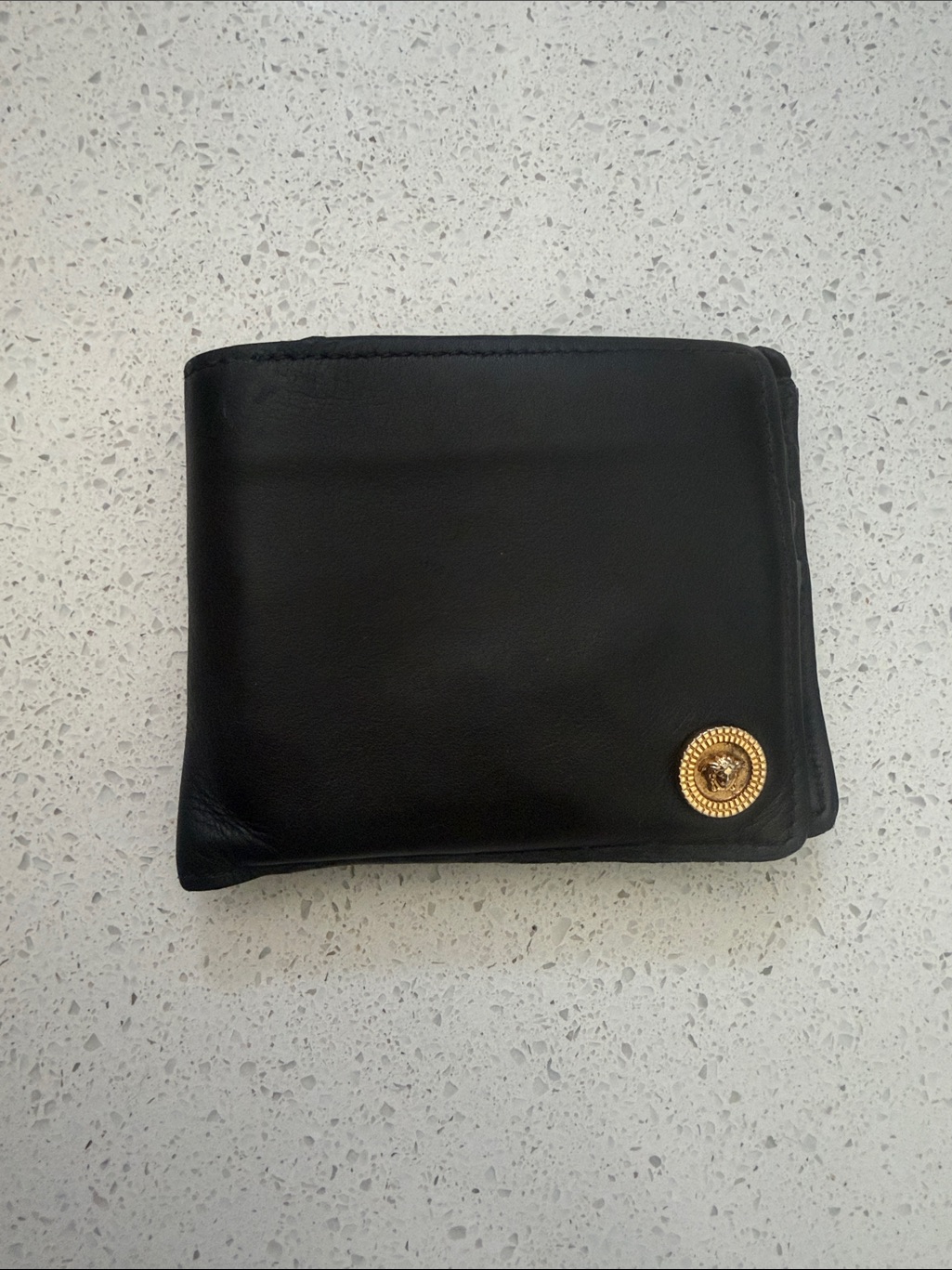 Versace Black Leather Bifold Cardholder Wallet